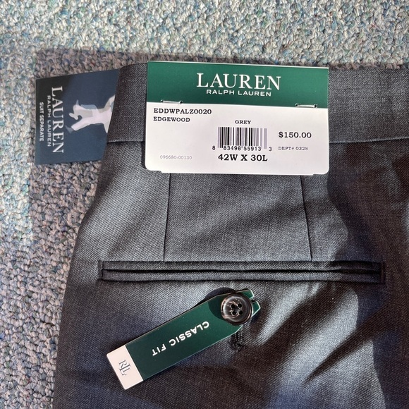 Ralph Lauren NWT Pants 42x30 Gray Edgewood Dress Slacks LRL Ultraflex Wool Blend - Picture 4 of 6